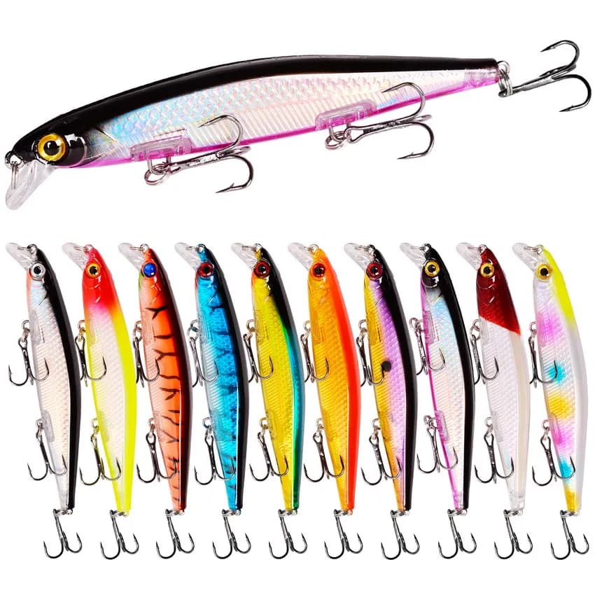 11 centimetri 12.9g Minnow Richiamo di Pesca Laser Duro Esca Artificiale Occhi 3D Pesca Wobblers Luccio Carpa Esca Crankbaits Attrezzatura Da Pesca
