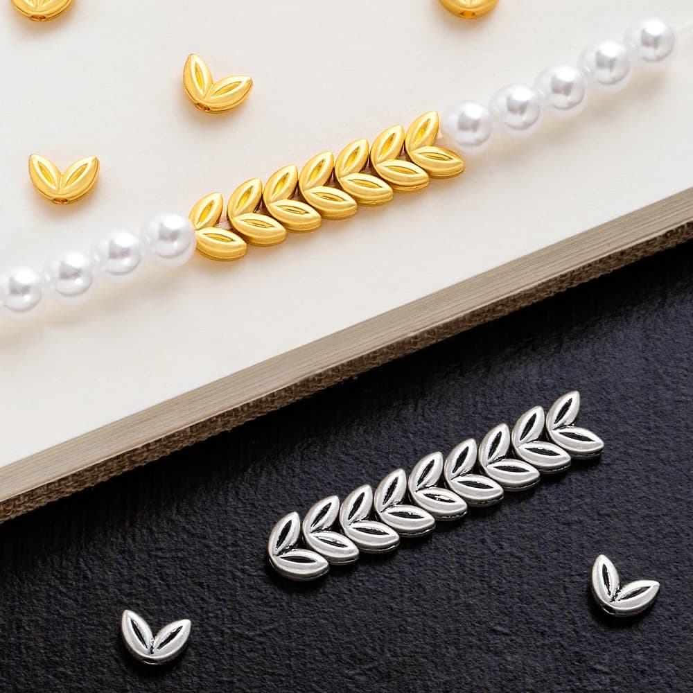 50 pieces beads bulk beads spacer grain ear with double holes diy necklace pendants bracelet search jewelry