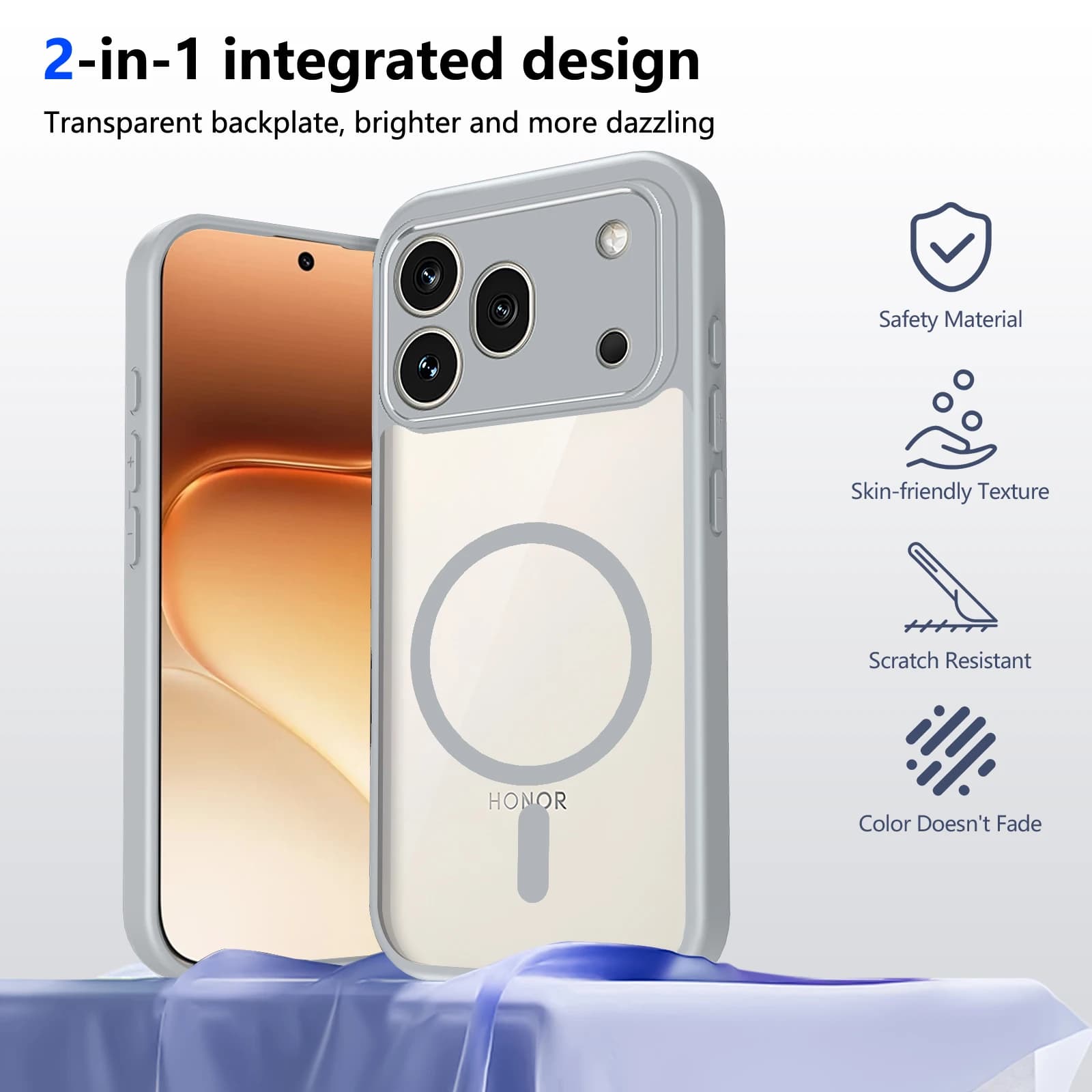 Custodia Magnetica Wireless Magsafe per Honor 600 Pro, Cover Antiurto in Acrilico con Airbag per Huawei Honor 400, Honor 600 Lite
