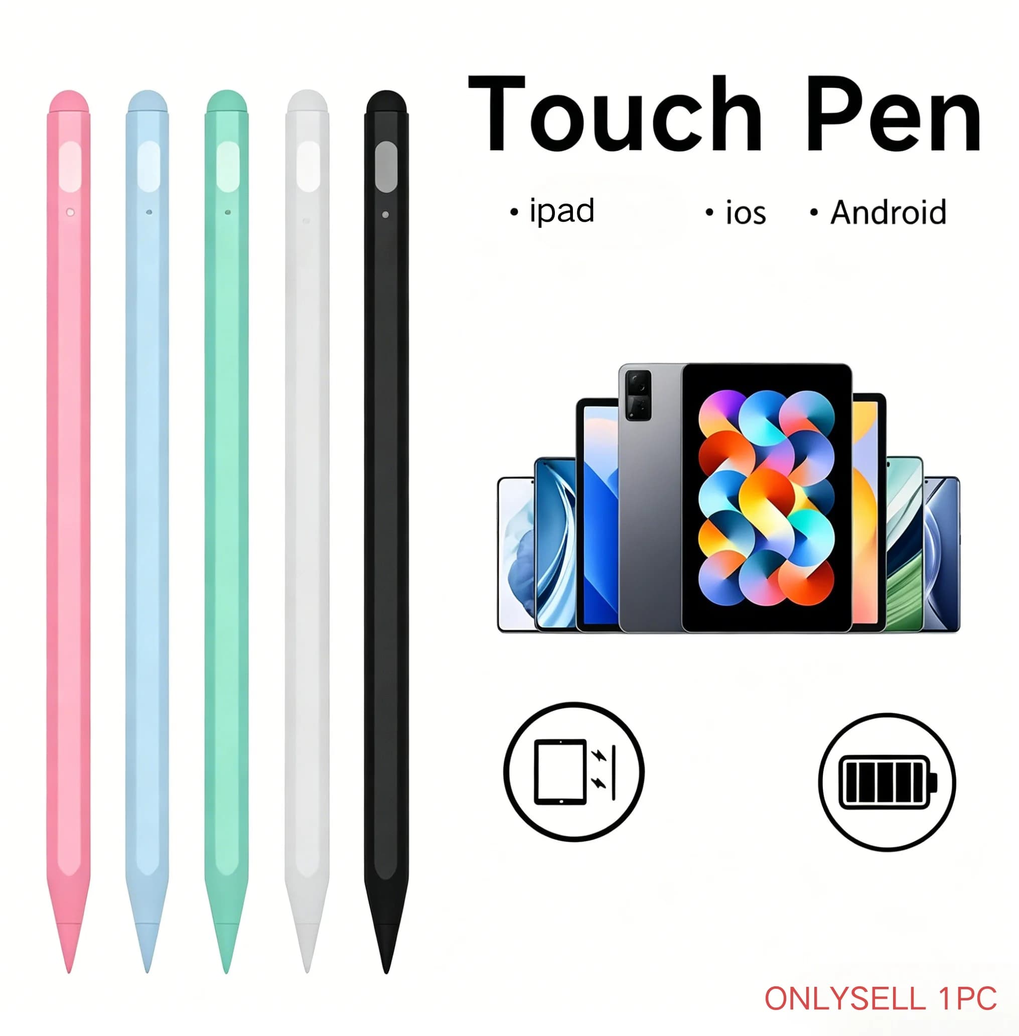 Penna Stilo Universale 2025 per Tablet/Telefoni Android, iOS, Windows - Penna Capacitiva per Touchscreen Compatibile con Huawei, Apple, Xiaomi