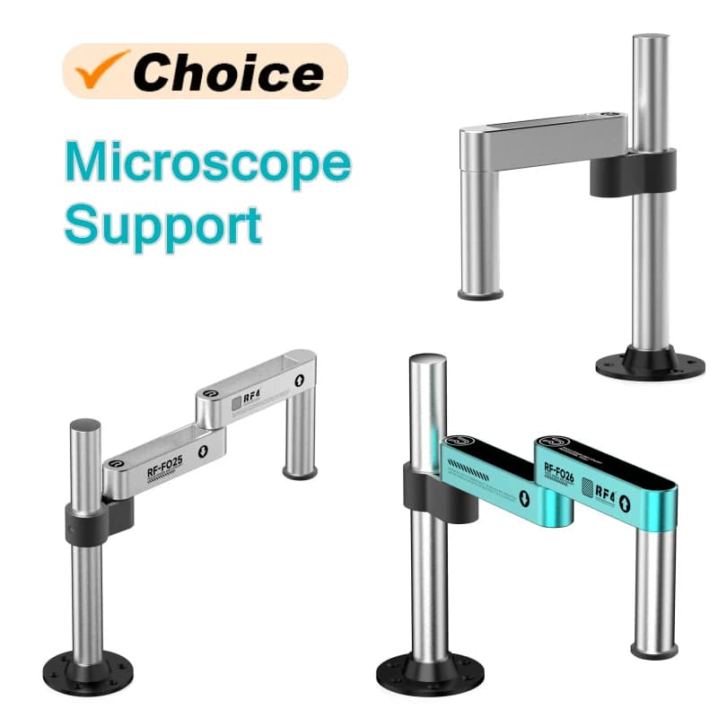 RF4 RF-FO24/FO25/FO26 360 ° Supporto per braccio oscillante per microscopio regolabile con sollevamento rotante Staffa pieghevole telescopica universale in lega di alluminio