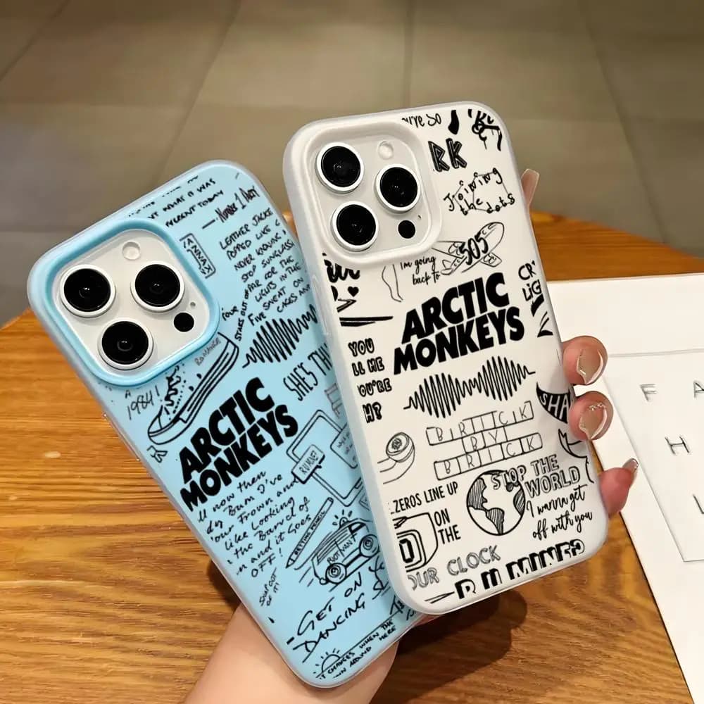 Custodia per telefono A-Arctic M-Monkeys Band 2-in-1 Jelly per iPhone 16 15 14 13 12 HYBXAXC Nera Viola Opaca Laser Metallizzata Aurora