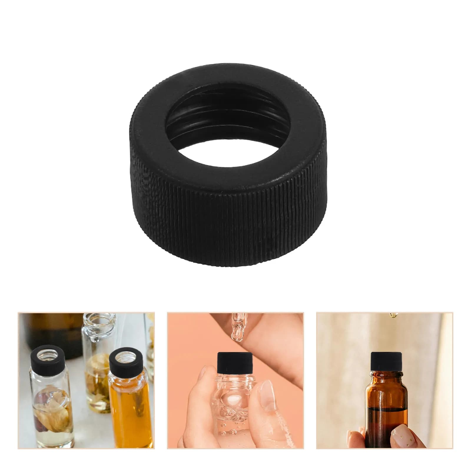 100Pcs Aromatherapy Bottle Caps Black 28Mm Thread Anti Slip Stripes Leak Proof Essential Oil Bottle Lid Ideal for Home Office