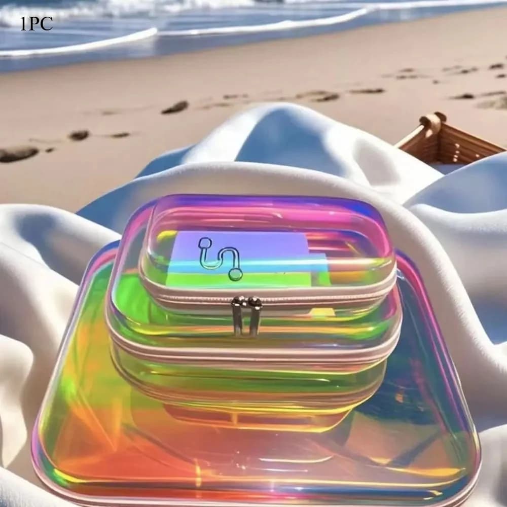 1Pc Transparent Laser Storage Box Desktop Size Organizer Design Transparent Storage Box Simple High Quality Desktop Organizer
