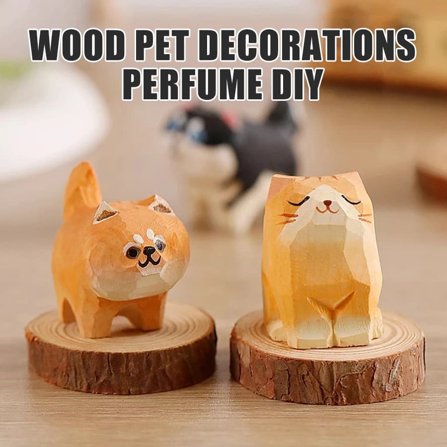 Nessun profumo Simpatico gattino gatto cane in legno decorazioni per la casa desktop soggiorno auto piccoli ornamenti accessori diffusore di aromi donna
