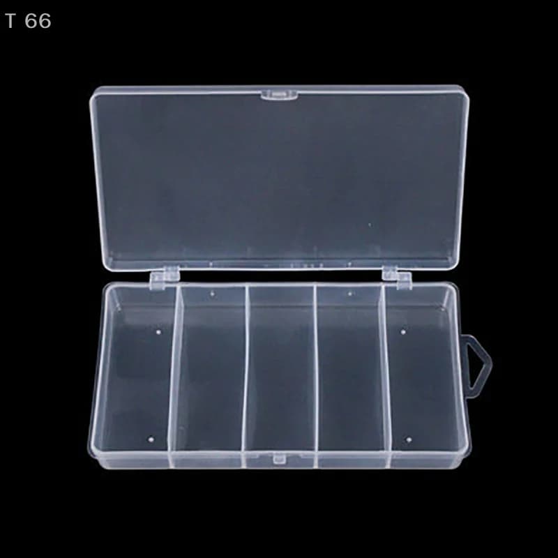 Mini Five Grid Waterproof Fishing Equipment Box Storage Box Esca with sequins Plastic bait boxes with double ring fishing hook