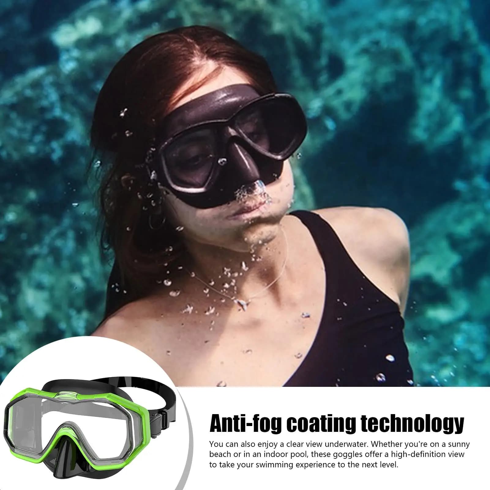 Swimwear with Nose Cover Snorkeling Glass Transparent Tempered Pool Occhialini With Waterproof Silicone Gasket