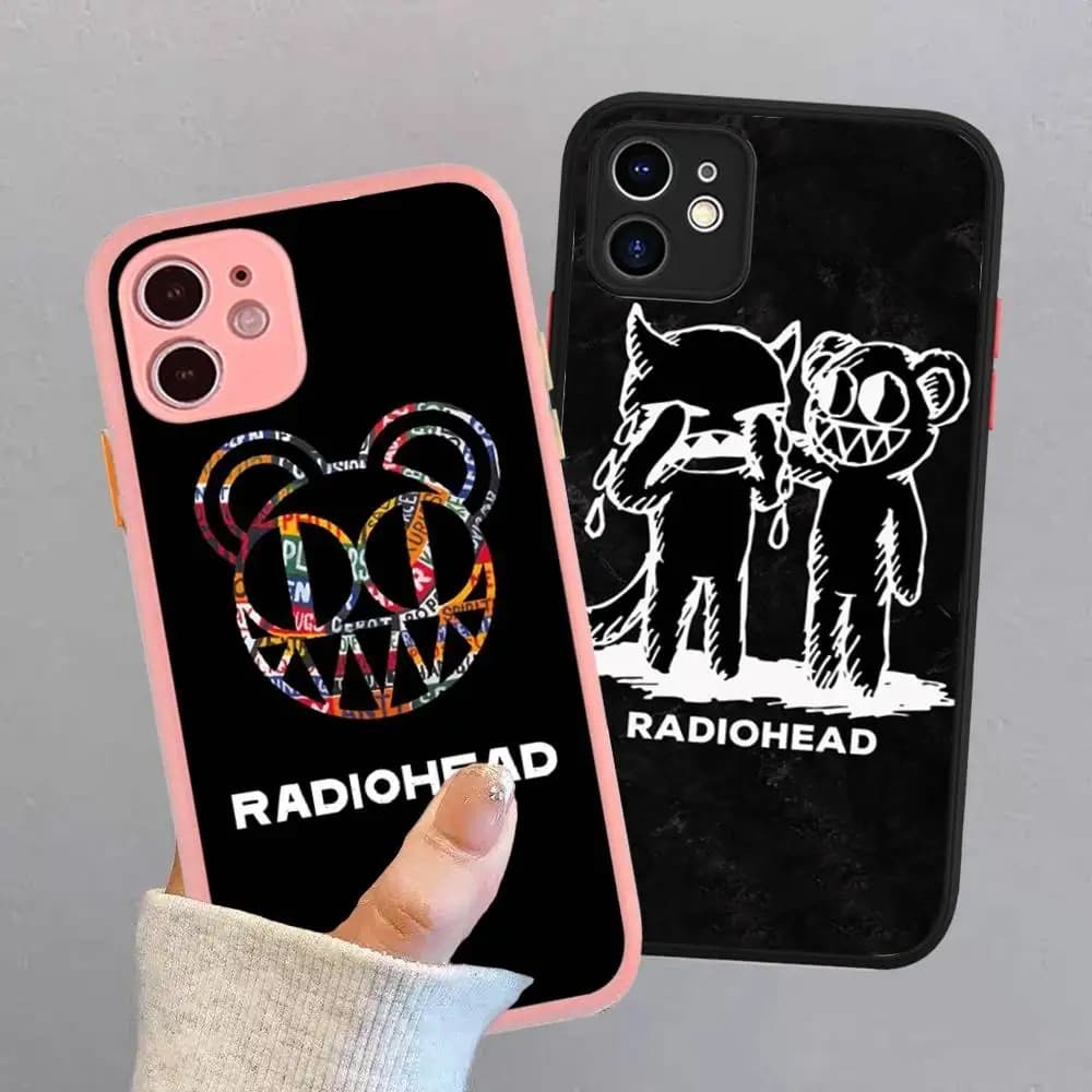 Silicone Opaco Phone Case with R-Radiohead Logo for iPhone 16 Pro Max 15 14 13 12 11 XS MAX