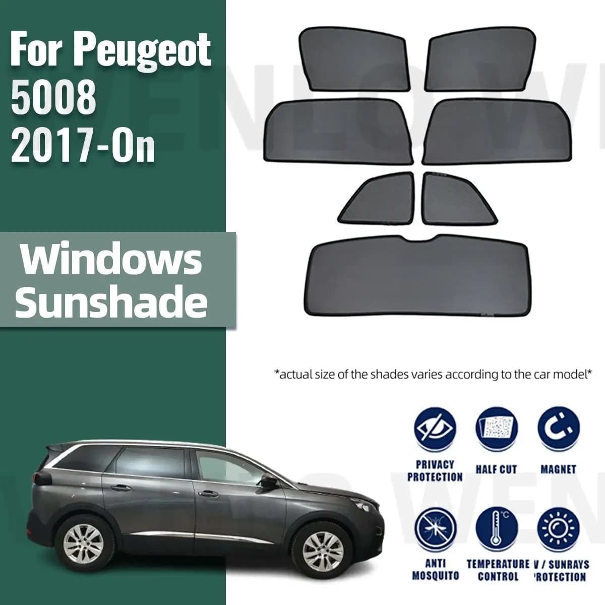 Per Peugeot 5008 2017-2023 2024 Magnetico Auto Parasole Scudo Parabrezza Anteriore Tenda Finestra Protezione Uv Parasole Visiera Cieca