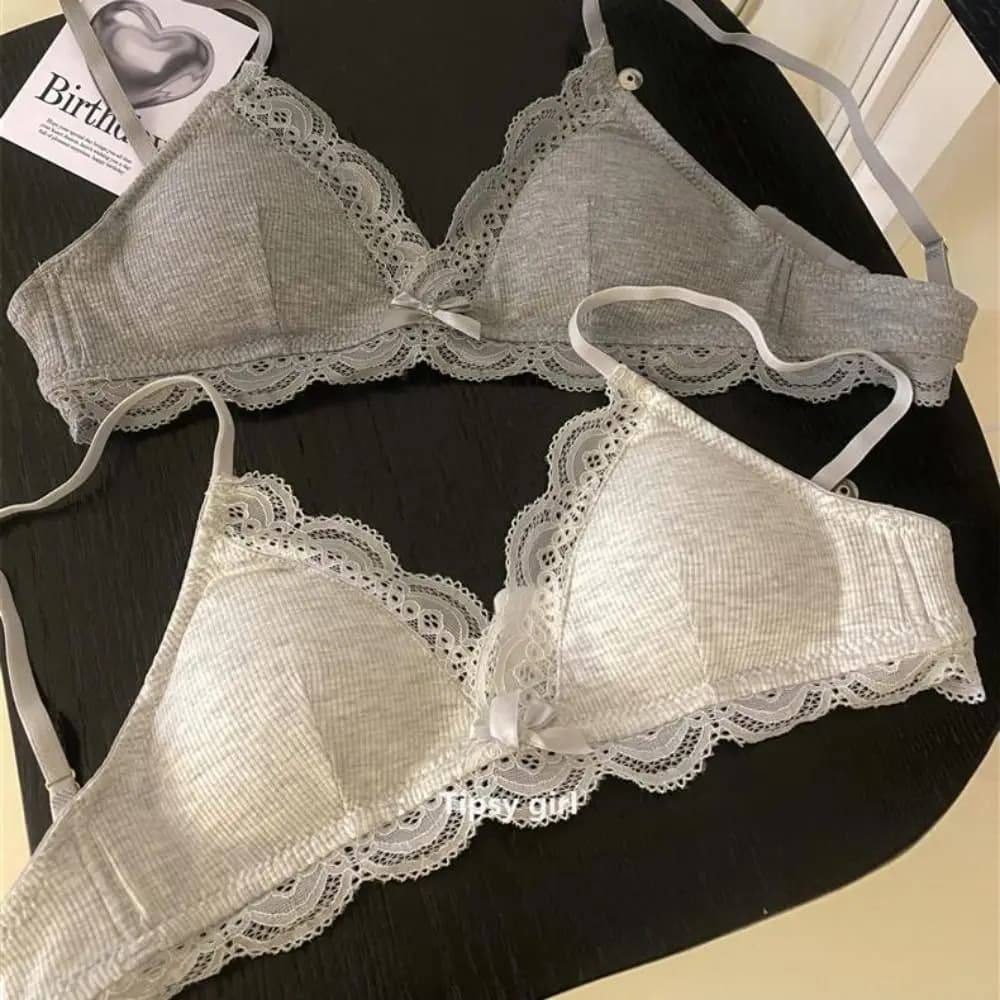 Reggiseno a V profondo senza fili alla moda, intimo anti-cedimento antiurto per le donne, lingerie, reggiseno con fiocco in pizzo stile francese per ragazze