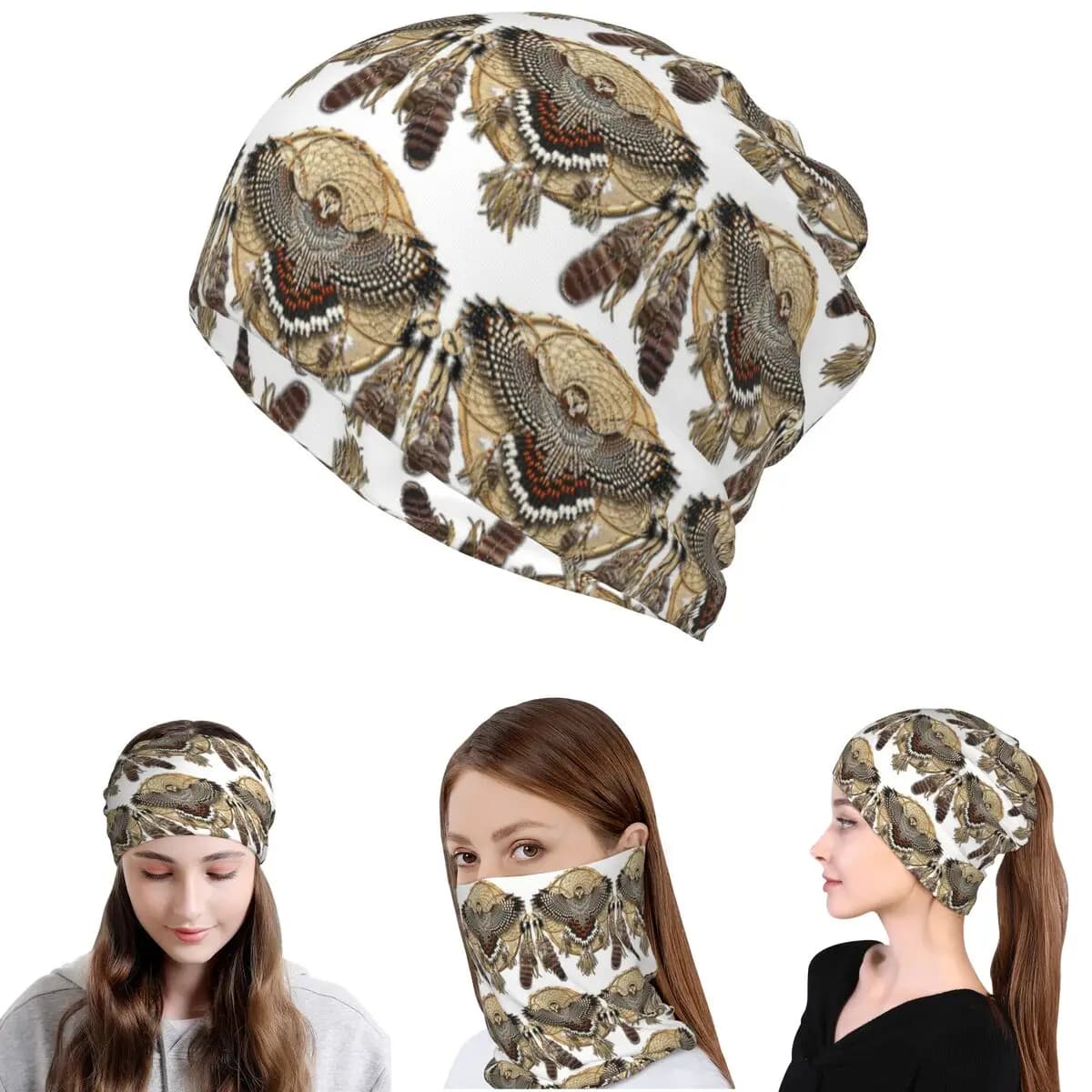 Red-Tail Hawk Dreamcatcher Mandala Bandana Neck Cover Mask Scarf Multifunction Headband Beanies Hat for Men Women Adult Washable