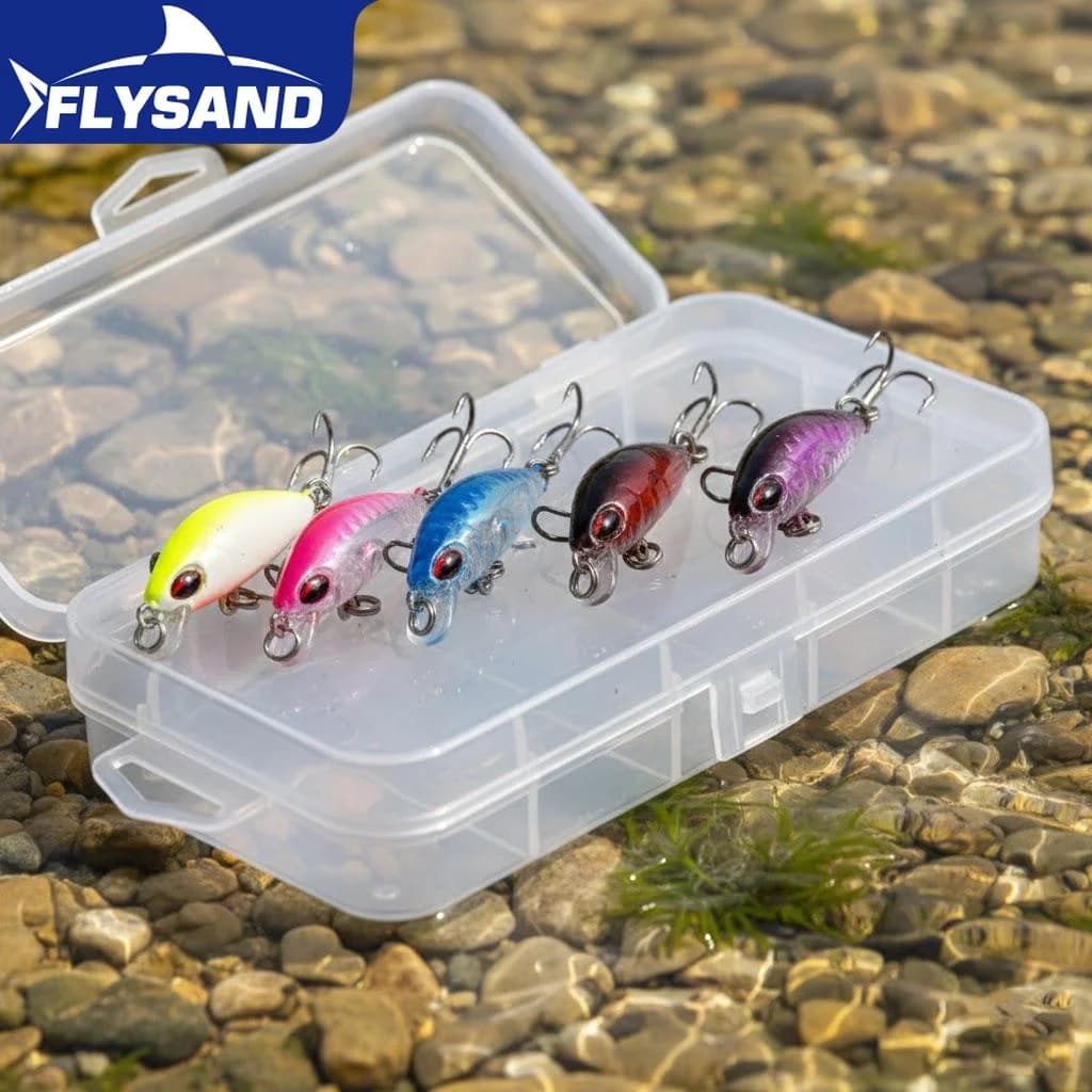 Set di Esche Bionic Minnow 2.5g 4cm ad Affondamento Lento, Mini Esche Dure per Catturare Pesci Piccoli, 5 Pezzi, Scatola Attrezzatura da Pesca
