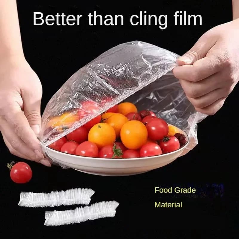 Elastic Stretch One Size Disposable Food Preservation Wraps 100Pcs Food Grade Clear Plastic Covers Seal Bowls Fruit Veggies