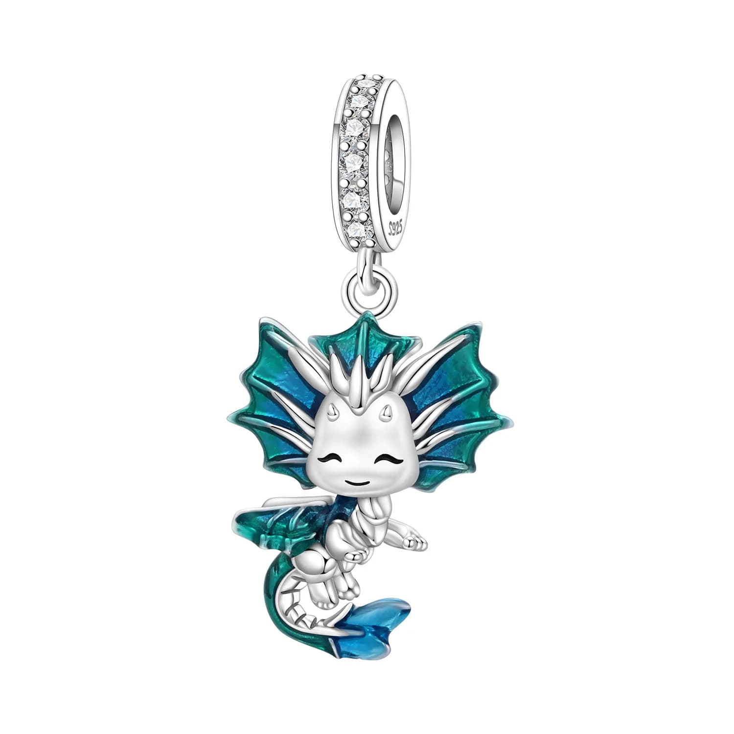 PANPOKI Ciondolo Charm Drago Blu in Argento Sterling 925, Adatto per Bracciali e Collane Fai-da-Te, Gioielli e Souvenir