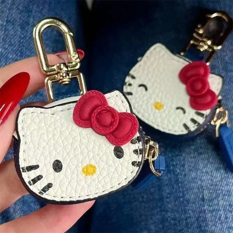 Anime Hello Kitty Personalized Creative Leather Bag Keychain KT Cat Fashion Clothing Accessories Birthday Bag Hangers Gifts