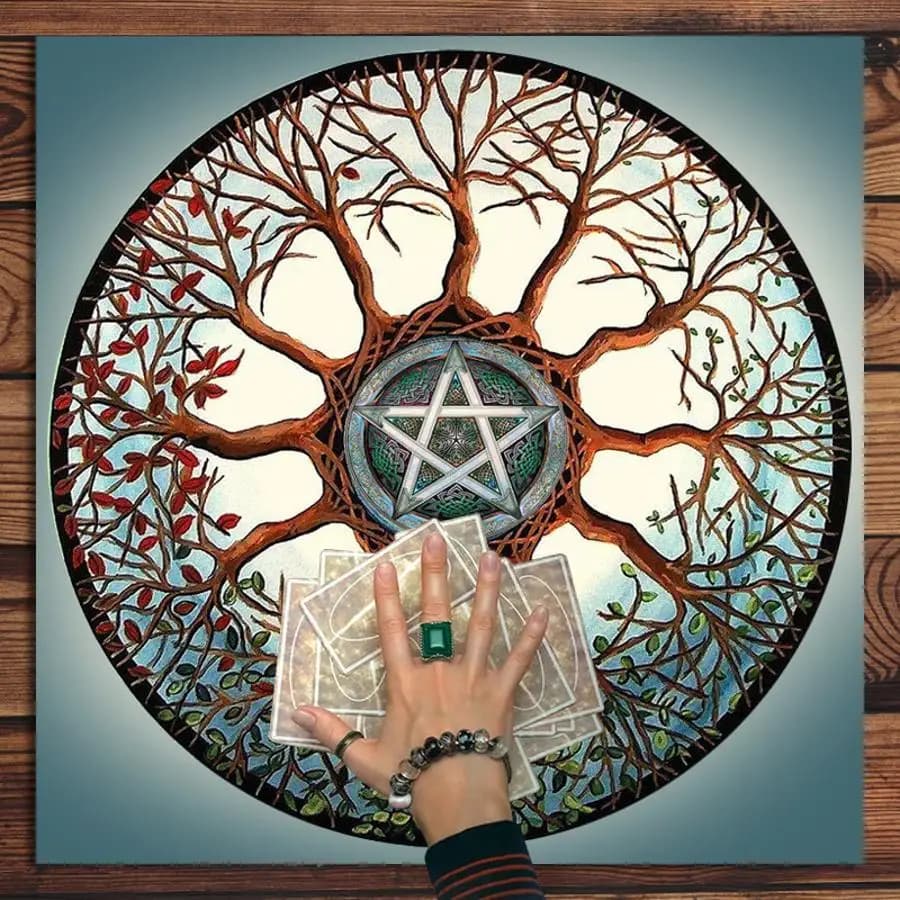 1PC Albero della Vita Altare Panno Stregoneria Astrologia Decor Tarocchi Tovaglia Stella a Cinque Punte Colth Oracle Card Pad Arte Divinazione