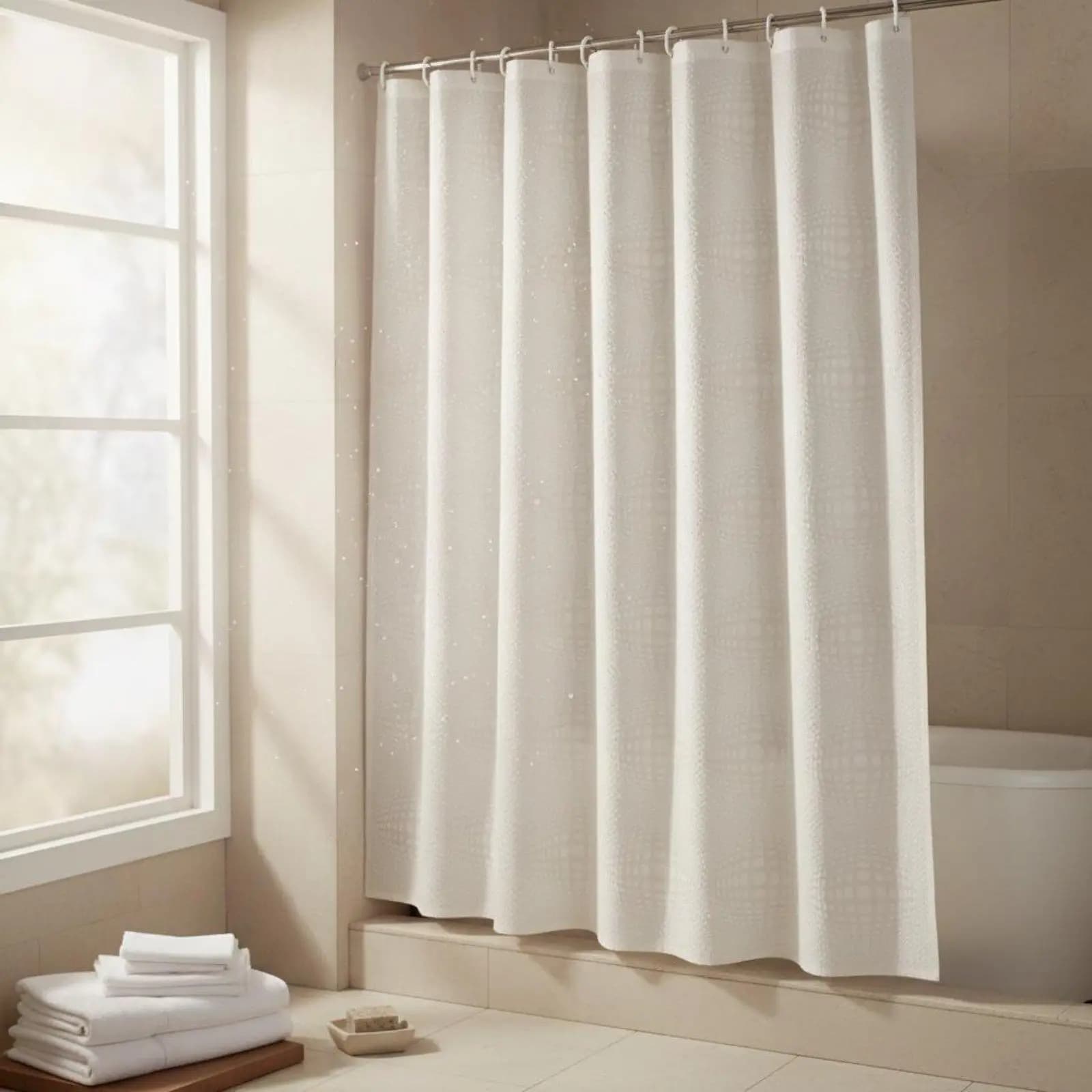 Modern Striped Waterproof Shower Curtain PEVA Liner for Bathroom Anti Mold Bathtub Curtain with Metal Grommets Washable