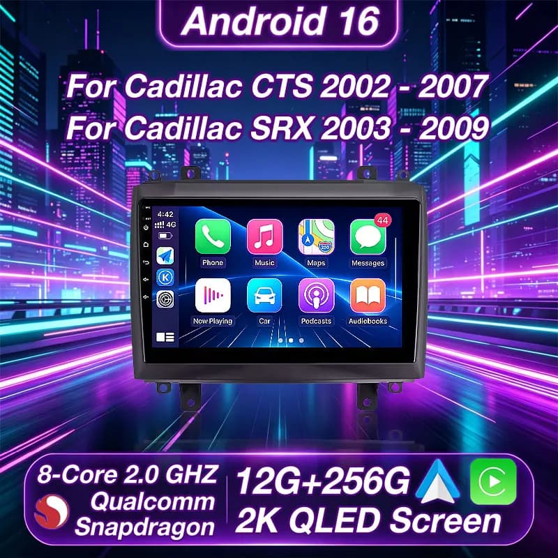 Android 16 Carplay Auto For Cadillac CTS 2002 - 2007 SRX 2003 - 2009 Car Radio GPS Video Multimedia Video Player DSP 4G+5G WIFI