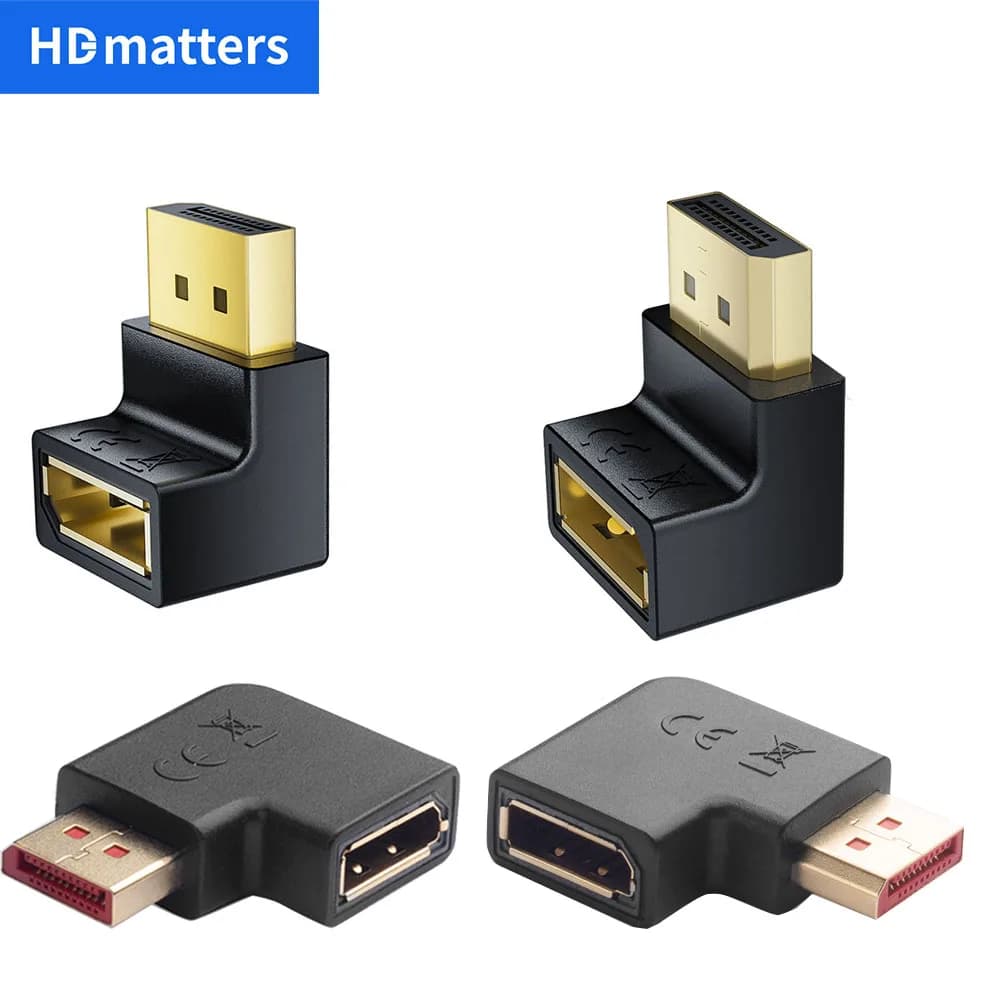 Adattatore cavo DisplayPort da 90 gradi Convertitore adattatore Displayport ad angolo destro sinistro Adattatore DisplayPort 1.4 Adattatore DP 4K 144Hz