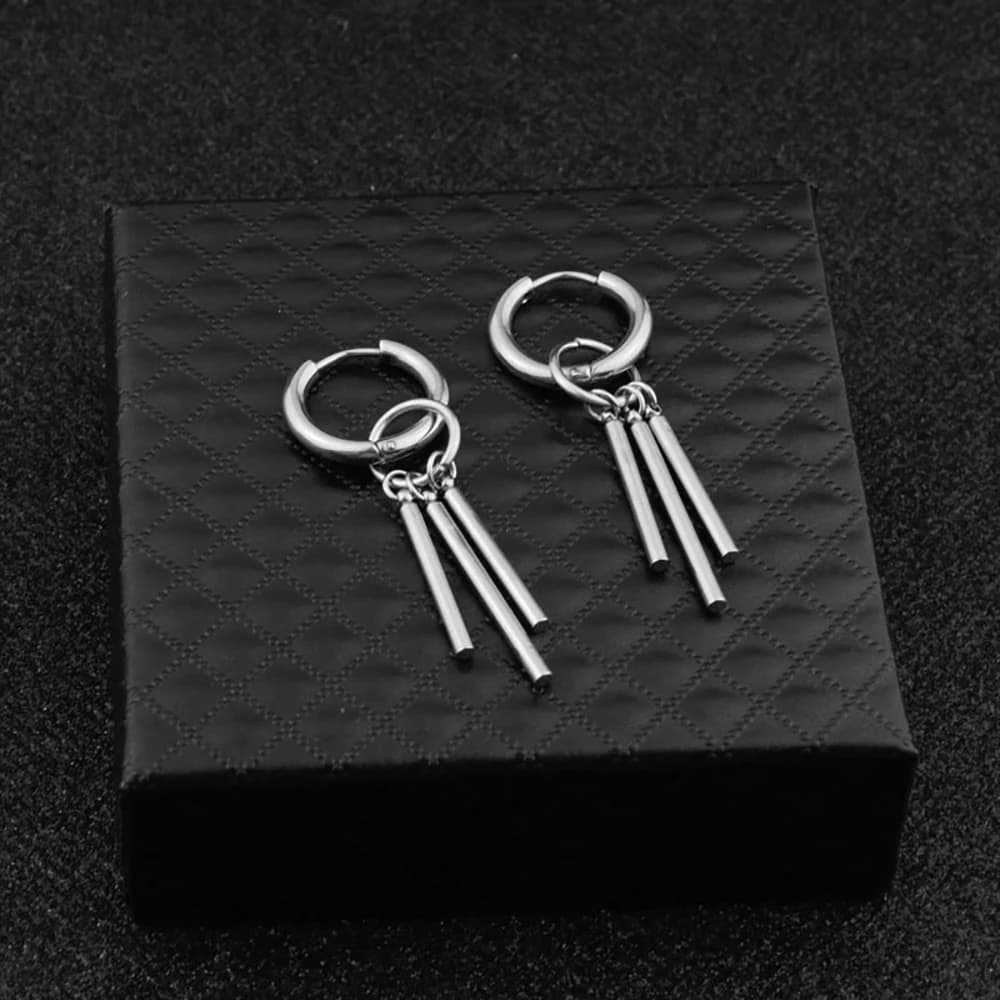 Fashion Punk Stainless Steel Bar Round Korea Men Earring Tassel Earring Clip Earring Hoop Earring