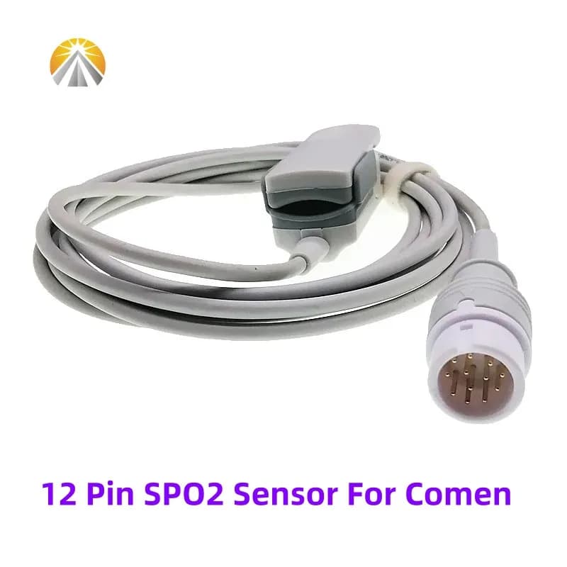 Sensore SpO2 riutilizzabile a 12 pin utilizzato per Comen Star8000E C30 C50 Bambino adulto Pediatrico Neonato Filo lungo Multi dimensioni Sonda SaO2