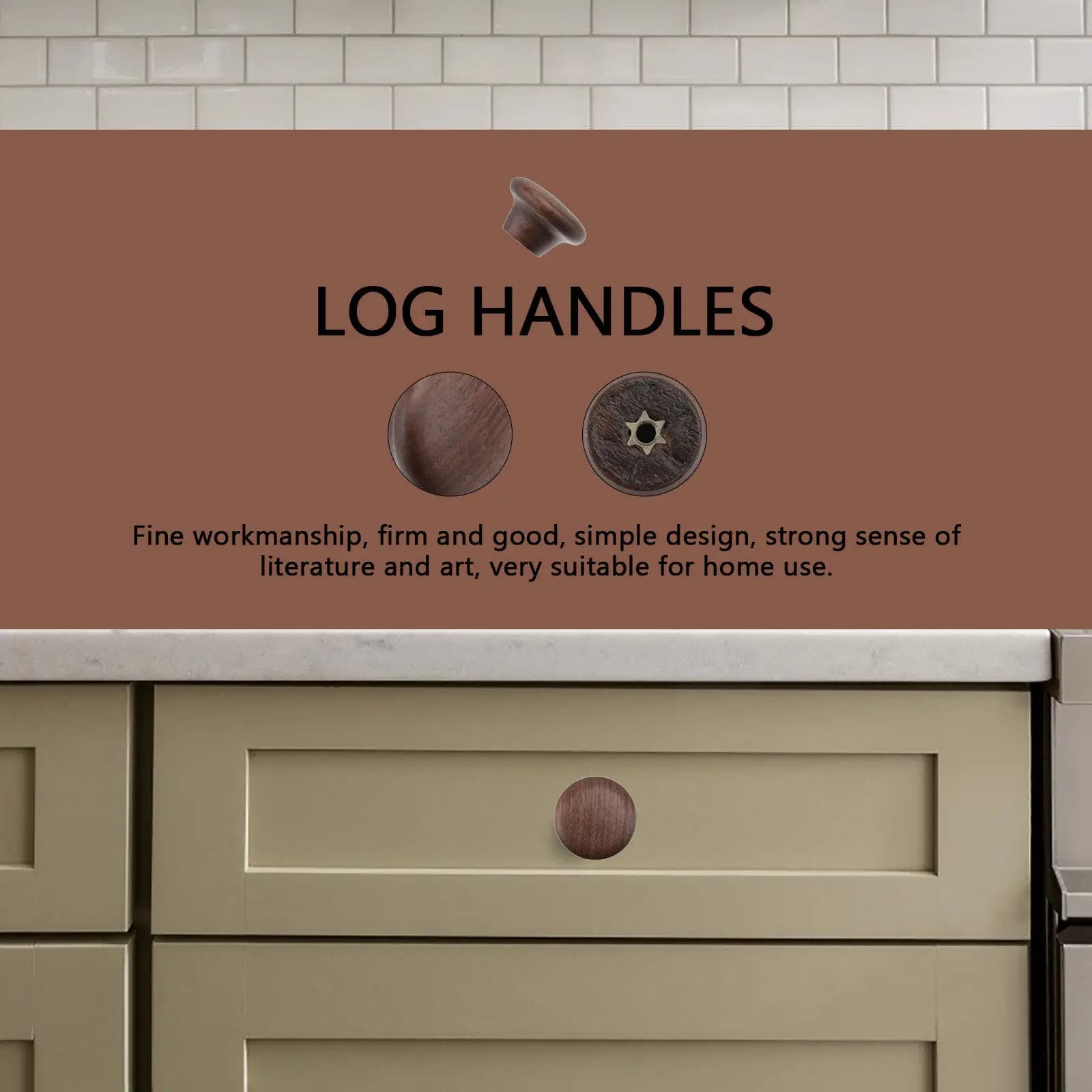 2 maniglie per armadio, pomelli per cassetti in legno massello, per ante di armadi e mobili da cucina, design elegante e semplice