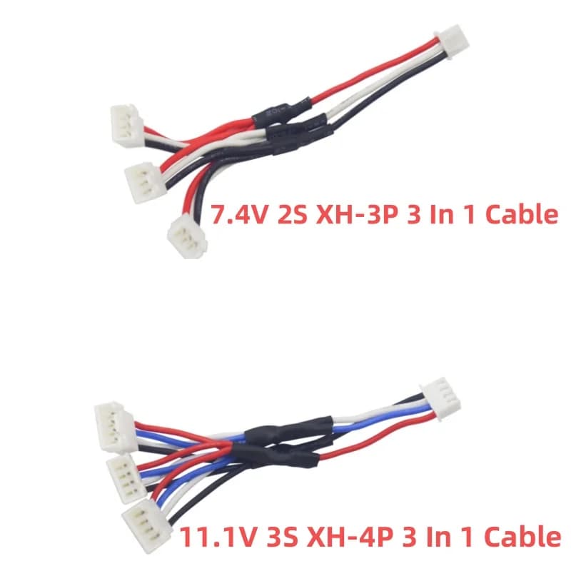 MJX B3 RC Drone Charger 3-in-1 Parallel charging cable 7.4V 11.1V 2S 3S XT60 Adapter for A959 A969 Hubsan H501S Syma X8C