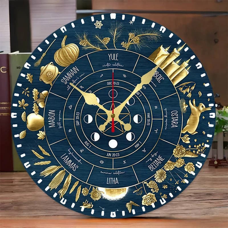 Wooden round silent suspended wall clock with rabbit crop theme, suitable for living room, office, study room, bedroom, home decoration