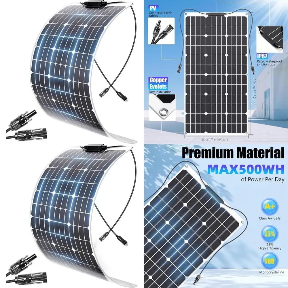 Pannello Solare Flessibile Ultra Leggero da 100W per Camper, Nautica, Campeggio e Rimorchi