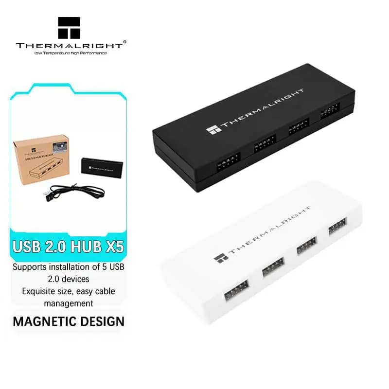 The USB hub with 9 pins Thermalright USB HUB X5 at 5 ports solves the problem of USB 2.0 insufficient on the motherboard