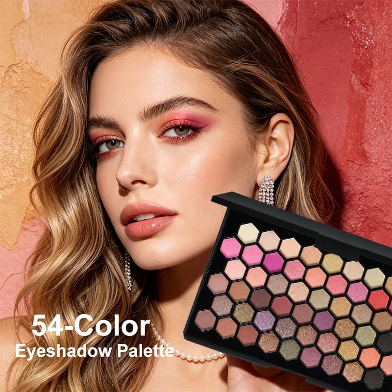 54 Shades Eyeshadow Palette Matte Shimmer Highly Pigmented Eye Makeup Kit with 8 Pcs brush Makeup Brushes for Festival Cosplay