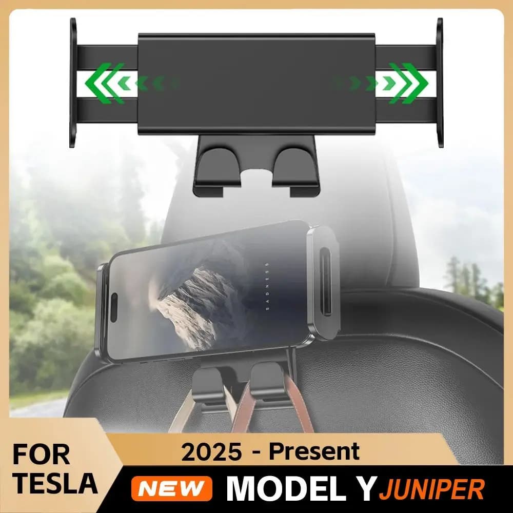 Staffa per poggiatesta automatica per Tesla Model 3 Y Juniper Sedile posteriore Supporto per telefono Gancio Ruota di 360 gradi Supporto per Tablet PC IPad Mini