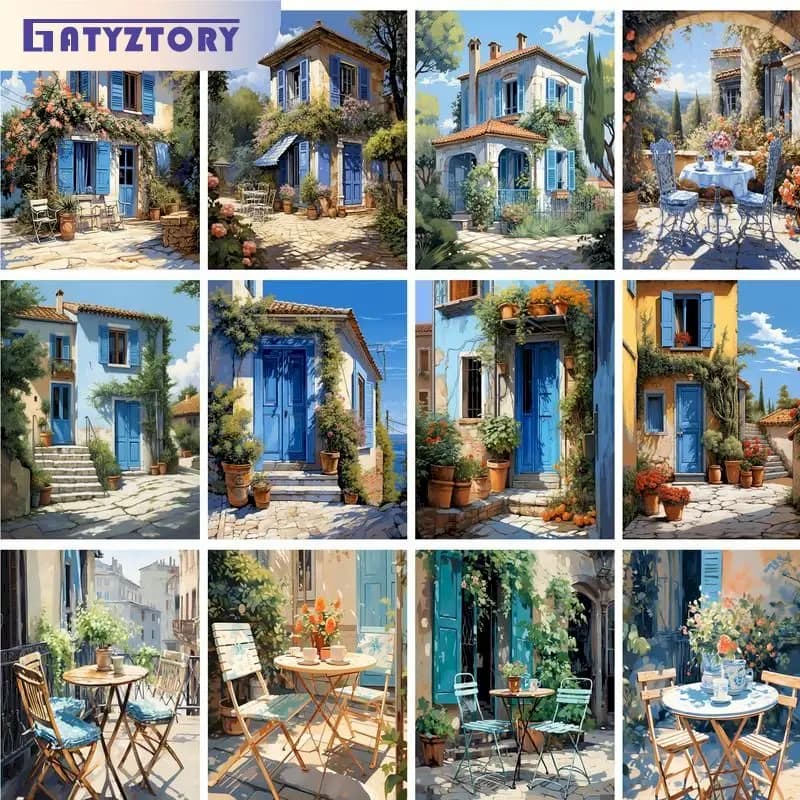 GATYZTORY The Town House DIY Painting By Numbers HandPainted Oil Paint On Canvas Unique Gift For Home Wall Decoration Artwork