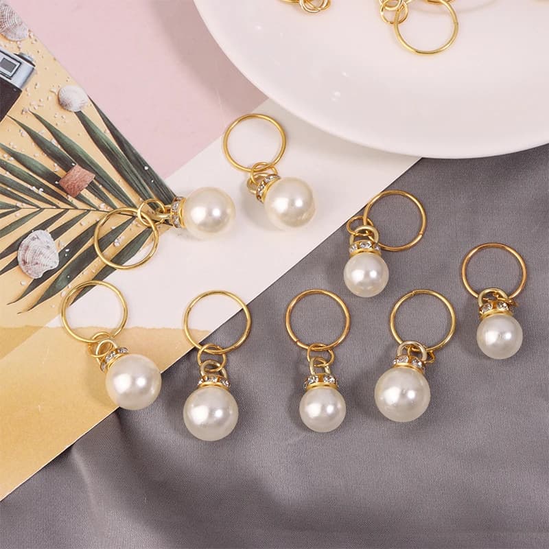 B*10Pcs 10mm/12mm Pearl Knitting Stitch Markers Charms Pendant For Handmade Gift Knitting Tools DIY Findings