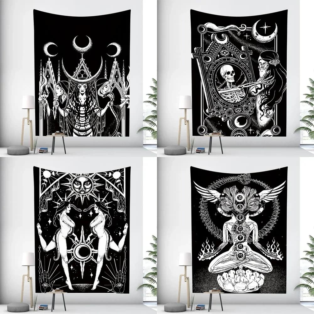Moon Goddess Tarot Home Decor Tapestry Psychedelic Scene Mandala Bedroom Wall Mattress Can Be Customized