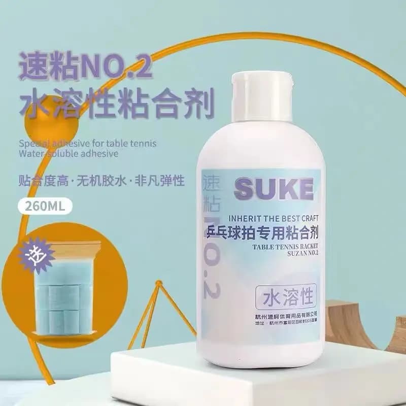 Inorganic glue for ping pong Suku n. 15 | High Concentration Hydrosoluble Adhesive for Gluing Rackets | Bonus Cleaning Sponge