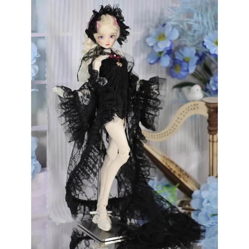 1/4 BJD Doll Dress Black White Gonna Long Dress Set Clothing Accessories for Dolls (only clothes without dolls)