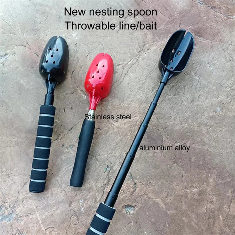 1PC esca da pesca cucchiaio da lancio con manico 7 sezioni telescopiche esche da pesca alla carpa strumenti bastone da tiro in metallo pesca alla carpa