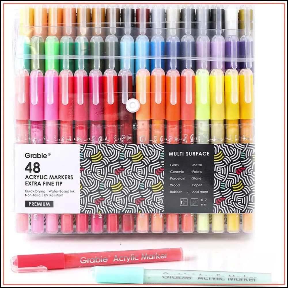 48 Colors Acrylic Paint Pens, Extra Fine 0.7mm Tip for Detailed Art on Various Surfaces