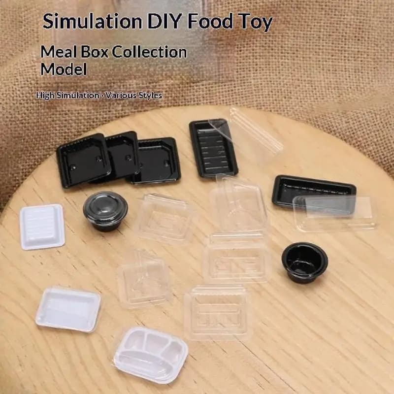 10Pcs Mini Simulation DIY Food Toy Meal Box Model Miniature Disposable Lunch Boxes Dollhouse Decoration Accessories Photo Props