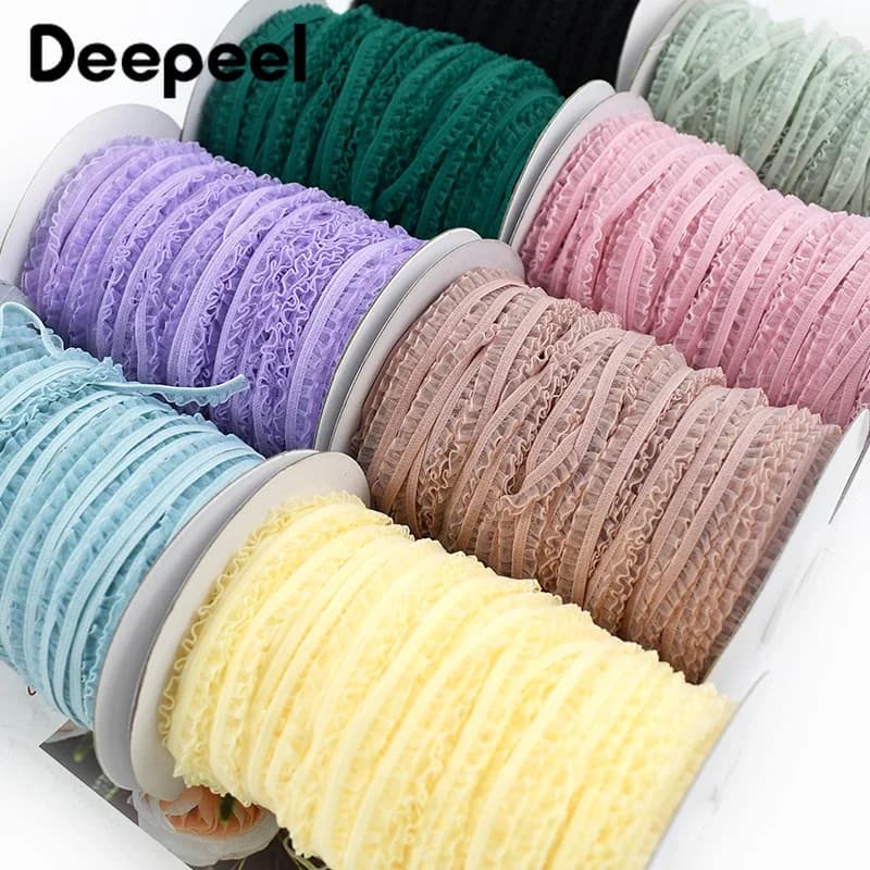 10/20/45M 6mm Fasce elastiche Pieghettato Lace Trim Elastico per cucire Biancheria intima Cinghia Nastro elasticizzato Vestiti Accessori fai da te
