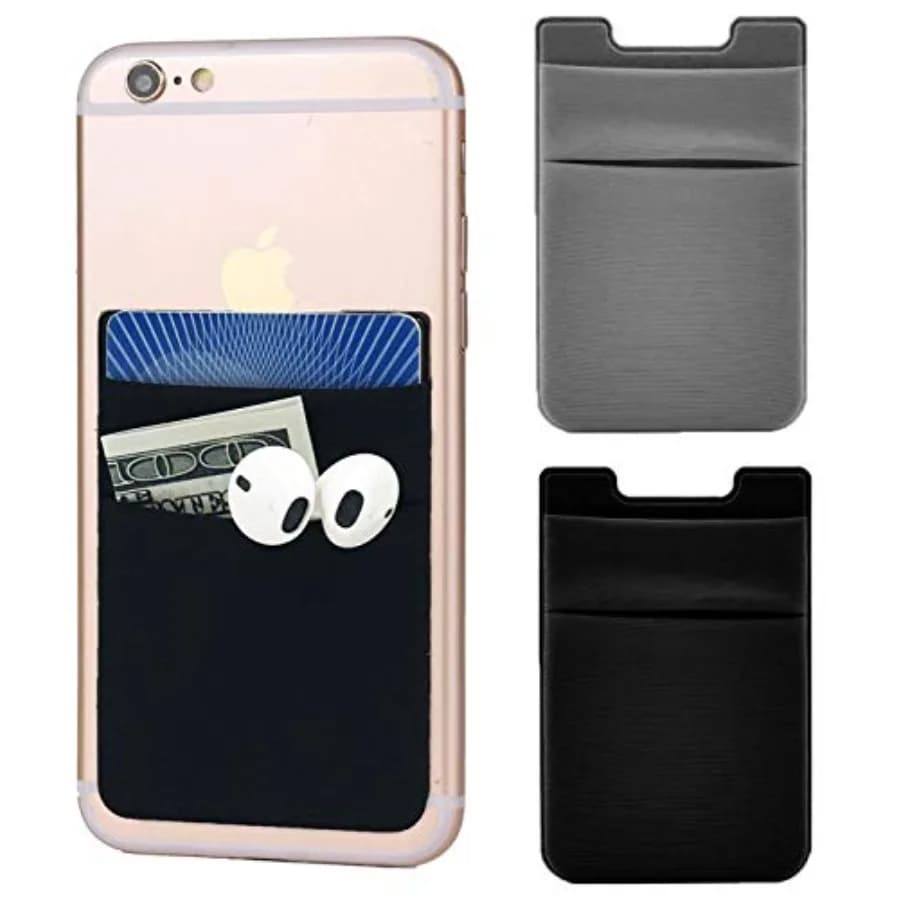 2Pack Adhesive Phone Pocket, Cell Phone Stick On Card Wallet Sleeve, Credit Cards/ID Card Holder Sticker for Back of iPhone, An