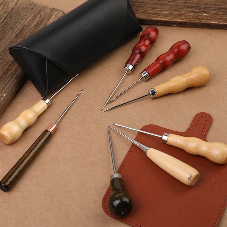 Wooden Sleeve Punching Skin Punching Skull Sewing Tool For Sewing handmade DIY Repair Tool Shoe Bag