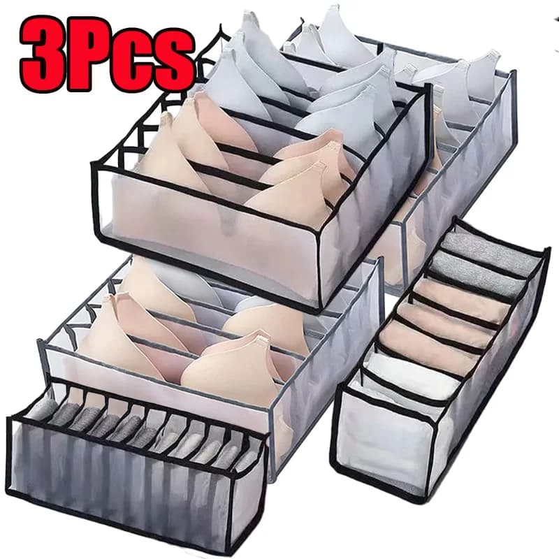 Organizer for Linen Drawers Intima, Box Container Folding for Wardrobe, Transparent Divider in Network for Mutande, Socks and Bras