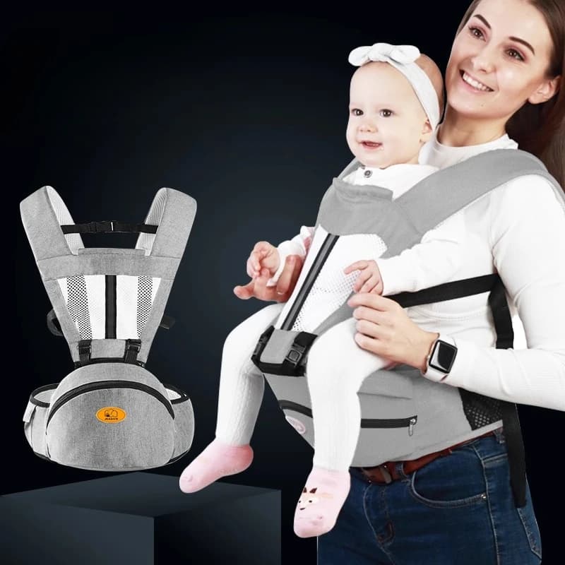 Marsupio per neonato Canguro per bambino Sling Wrap Seggiolino per neonato portatile Morbido e traspirante Seggiolino per anca regolabile 0-36 mesi