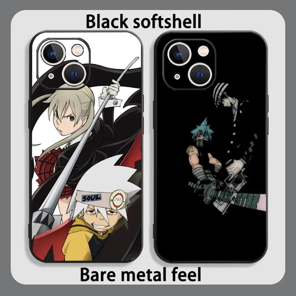 Soul eater Japan comic pattern Phone Case For iPhone 17 16 15 14 13 12 Plus Mini Pro Max Soft black Shockproof Cover