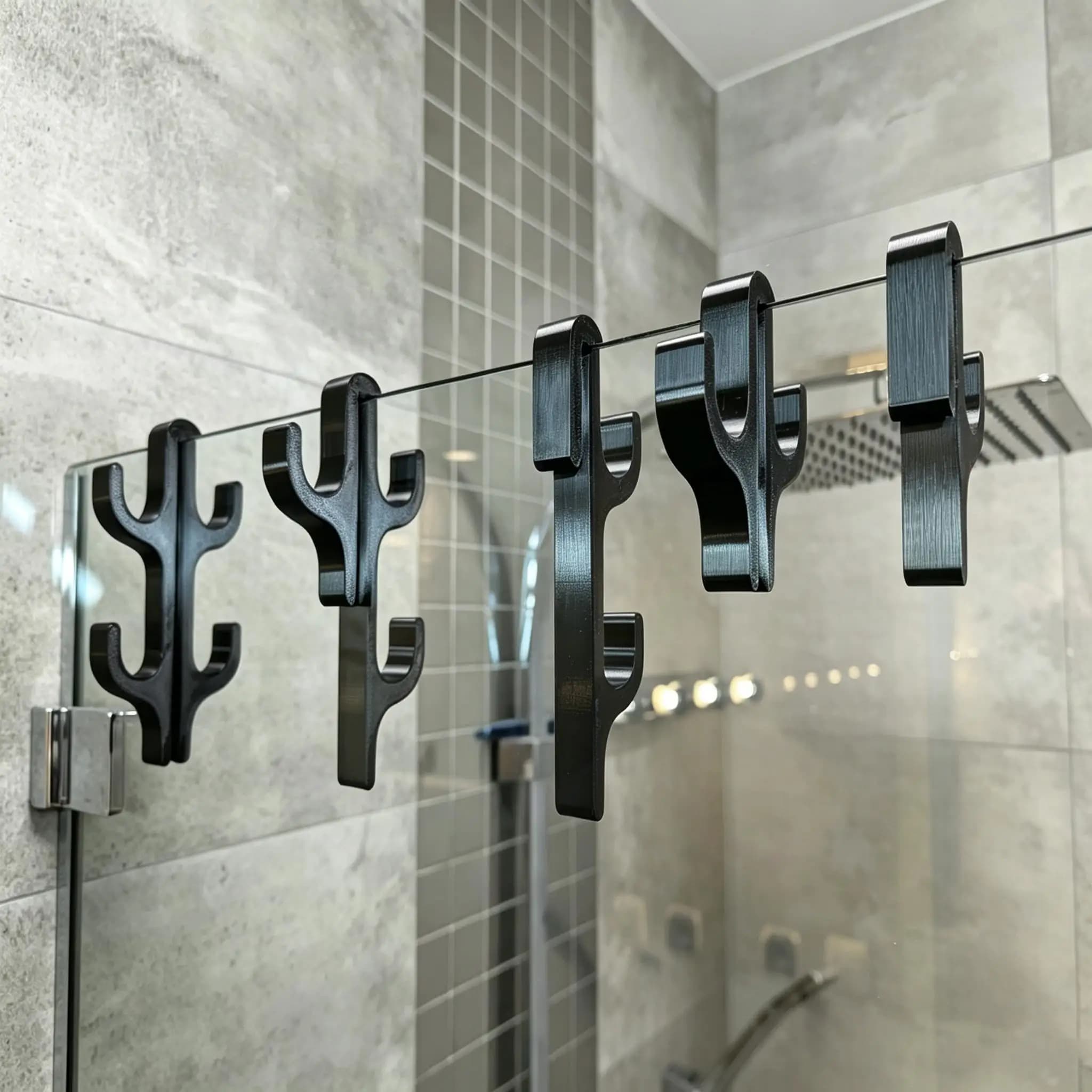 Shower Door Towel Hook for Glass Doors Bathroom Hanger for Clothes Towel Bathrobes Laundry Dormitory Apartment No-Drill