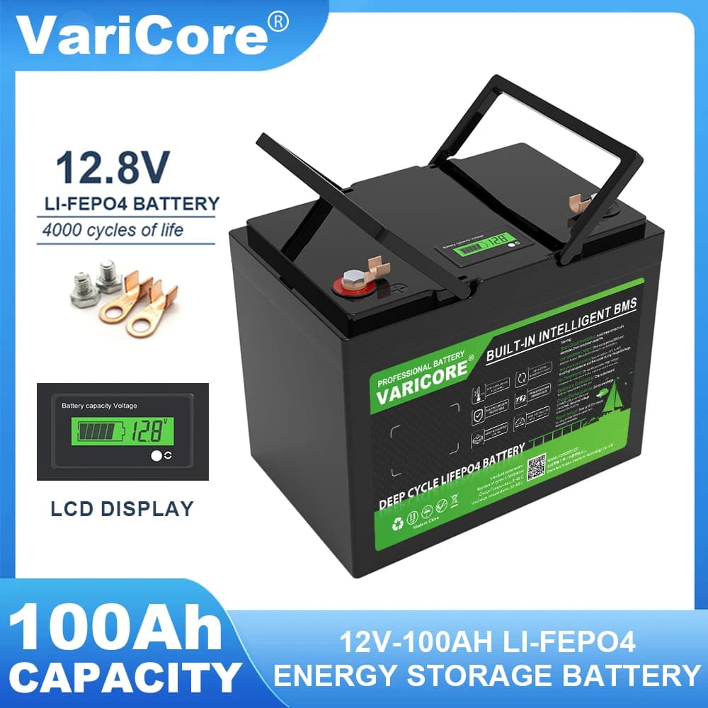 Battery VariCore 12.8V 100AH LiFePO4 12v 4 cords lithium iron phosphate for golf cart lighter batteries for car charger 14.6V