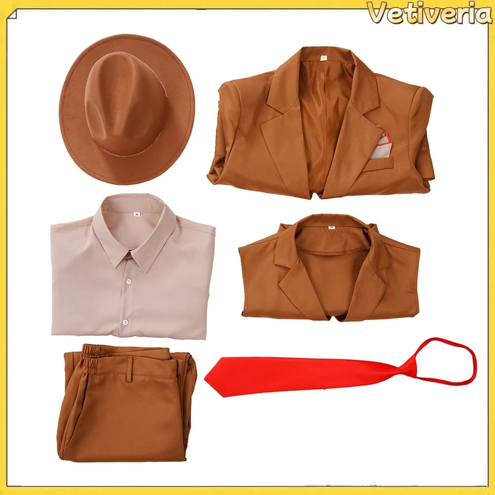 Costume da Vecna per Uomo Adulto, Travestimento Henry Creel, Set di Abbigliamento con Giacca, Pantaloni, Cappello, Camicia e Cravatta per Halloween e Feste in Maschera