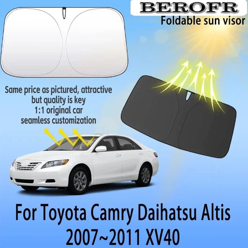 For Toyota Camry XV40 2007~2011 10 Front Windshield Sunshade Fold Shade UV Shade Solar Sun Shade Privacy Curtain Car Accessories